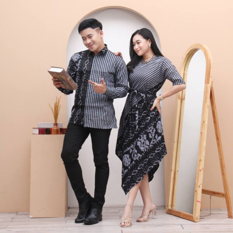 Couple dress lancip motif tenun couple batik modern