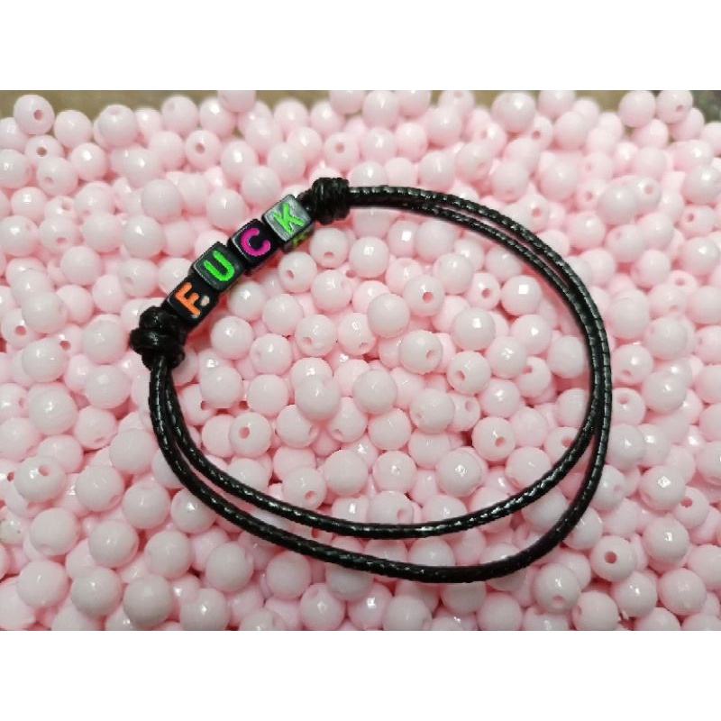 BISA COD Gelang tali korea / tali kulit / tali prusik warna hitam murah