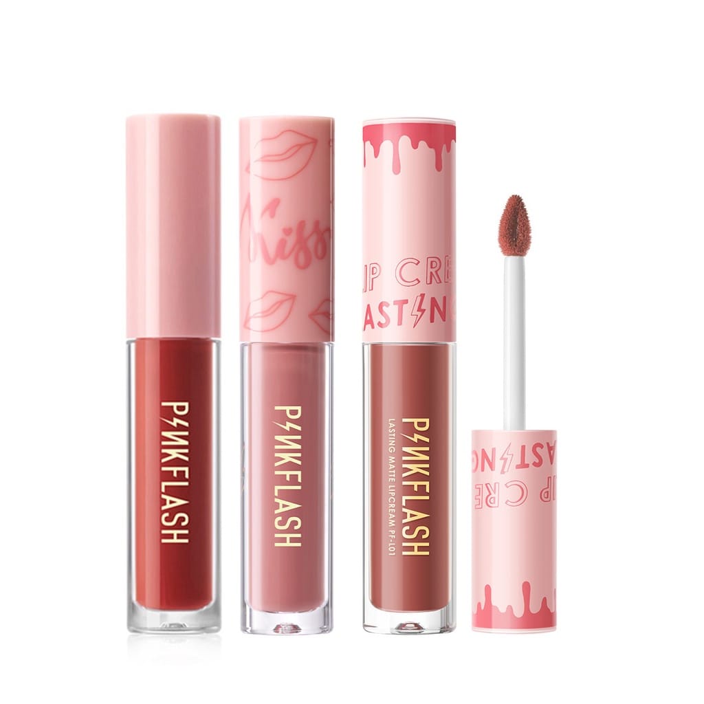 PINKFLASH Matte Lipstik Lembut Tahan Lama Pelembab Pigmentasi Tinggi Colors Pink Flash Gincu / BS