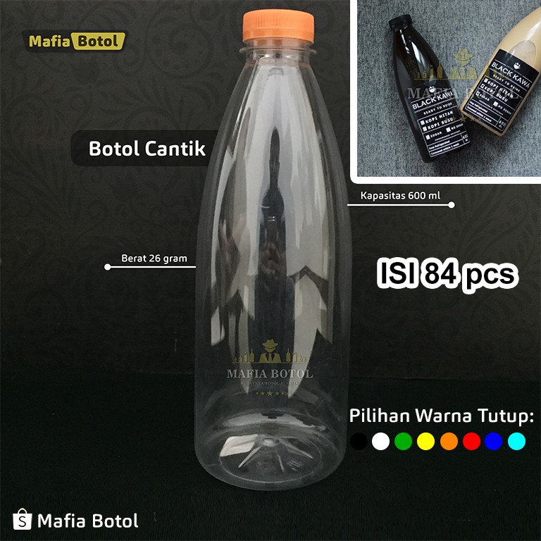 Botol Plastik Cantik Bowling Minum Minuman Almond Kopi Susu Jus Boba 600 ml Murah Kosong SN Kale