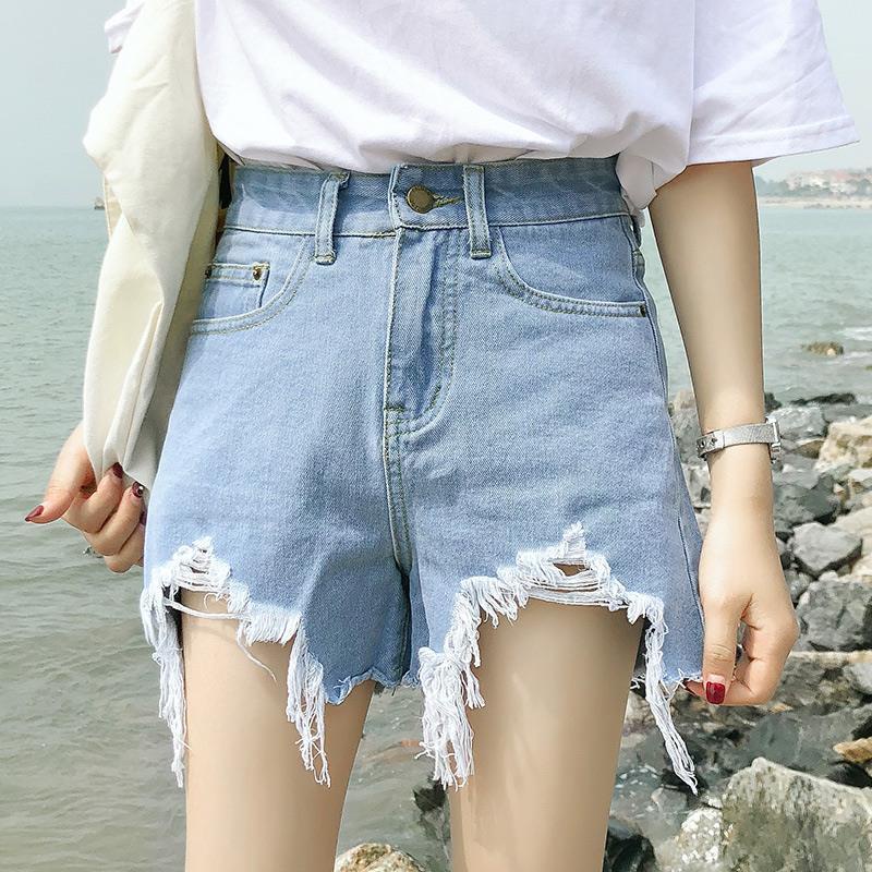 cewek_id Hotpants highwaist celana pendek jeans wanita korean style ripped jeans celana pendek denim cewek kekinian