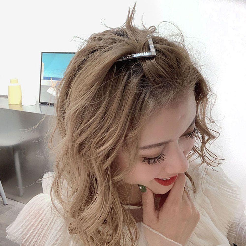 Agustinina Jepit Rambut Ornamen Mewah Geometris Kubik Zirkon Perhiasan Rambut Logam