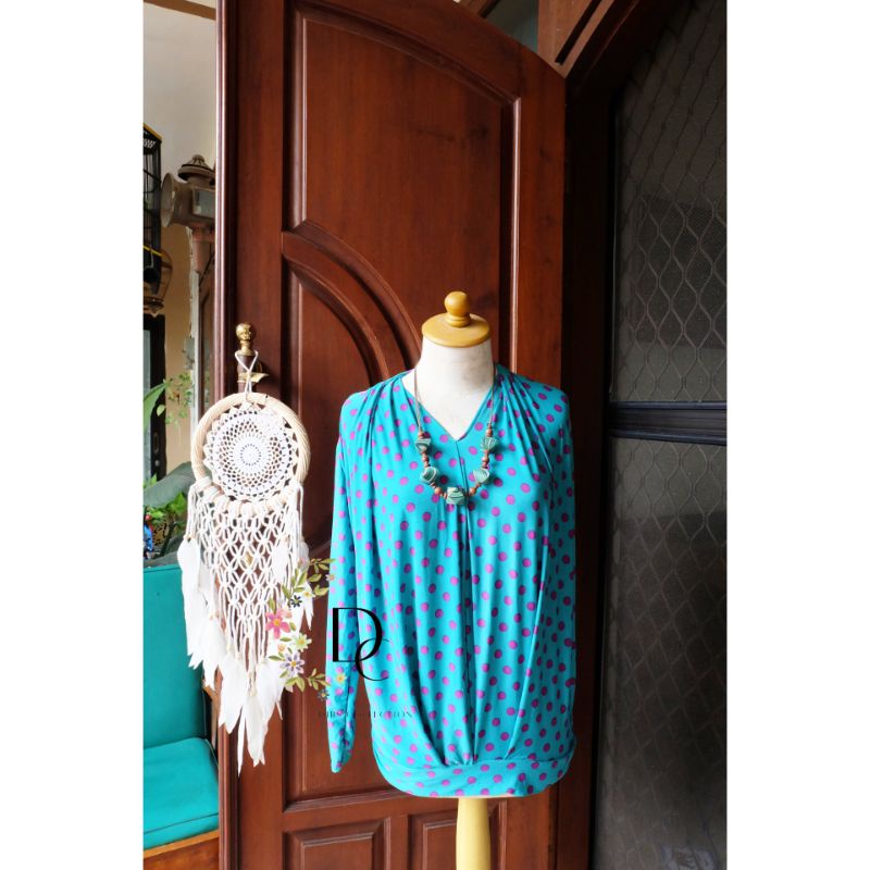 BLOUSE POLKADOT ATASAN WANITA BAJU WANITA FASHION MUSLIM WANITA