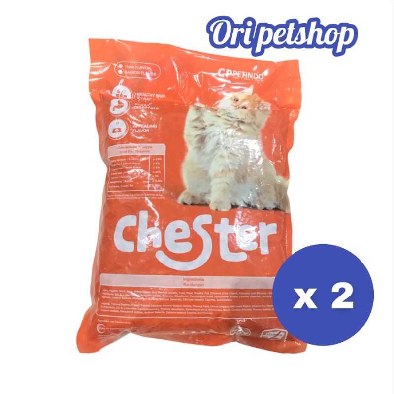 ( 2 PCS) Makanan Kucing Chester Tuna 1kg Kitten Adult