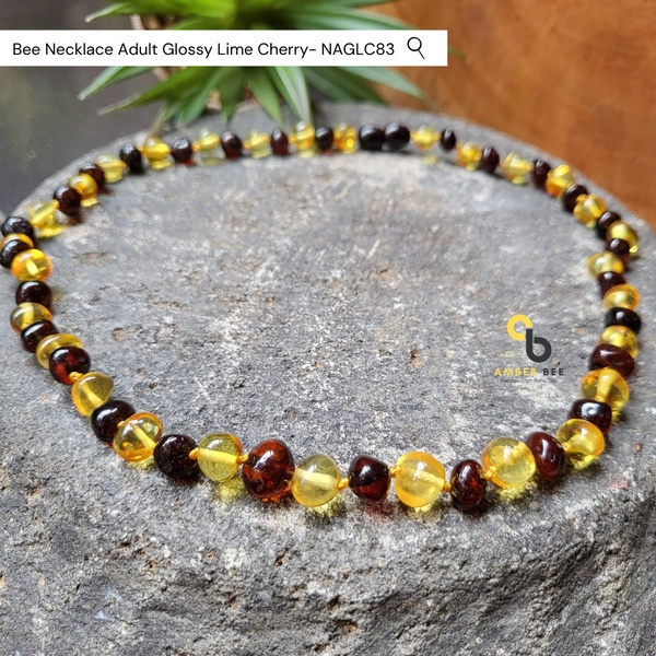 Kalung Amber Dewasa Premium Glossy Lime Cherry NAGLC83 46-50cm by Amber Bee