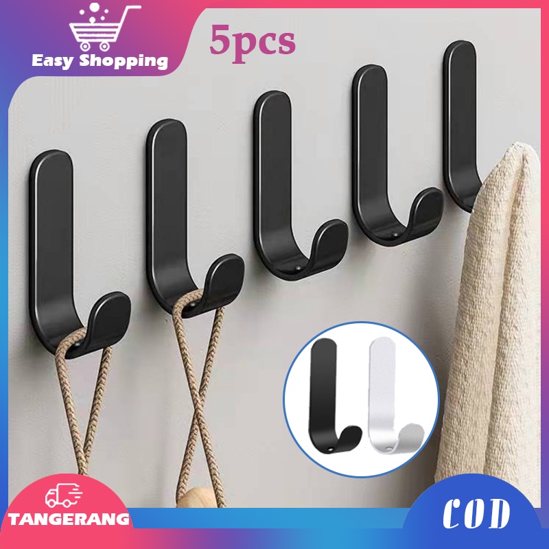 Gantungan Hook Tempel 5pcs Gantungan Dinding Kamar Mandi Minimalis Bathroom Wall Hook Hanger