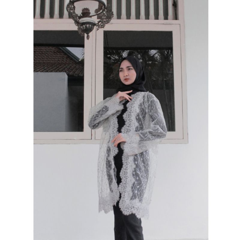 outer tunik pinggiran full renda