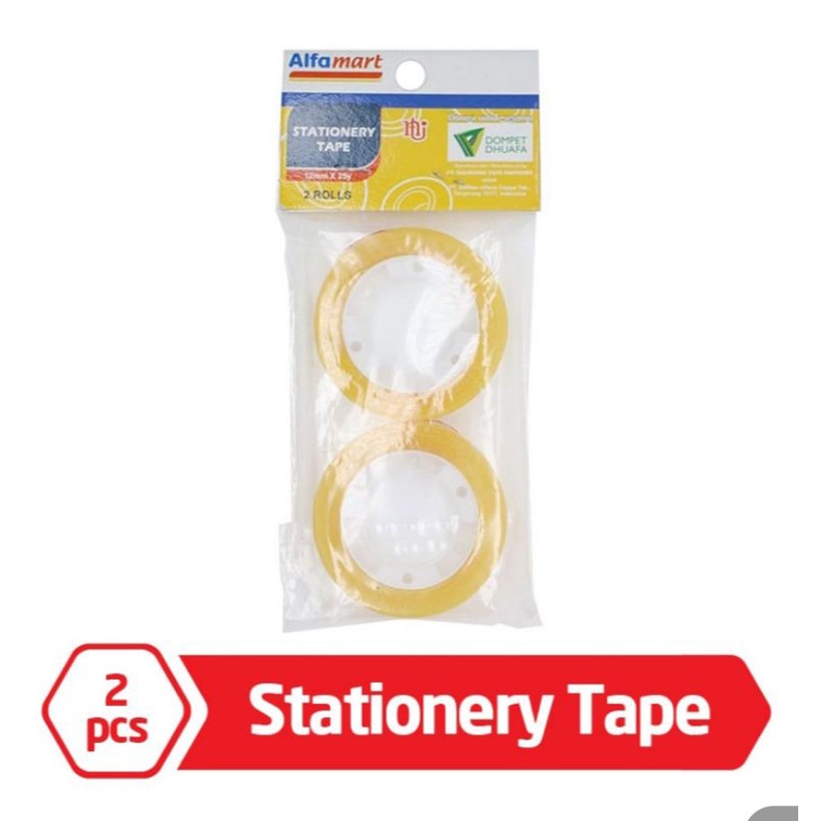 Alfamart Stationary Tape Selotip 12mm x 25 y isi 2pc