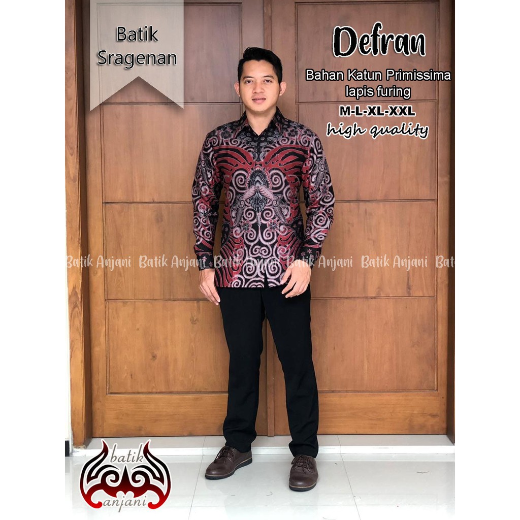 DEFRAN  Kemeja Batik Pria Full Furing Bahan Katun Primisima