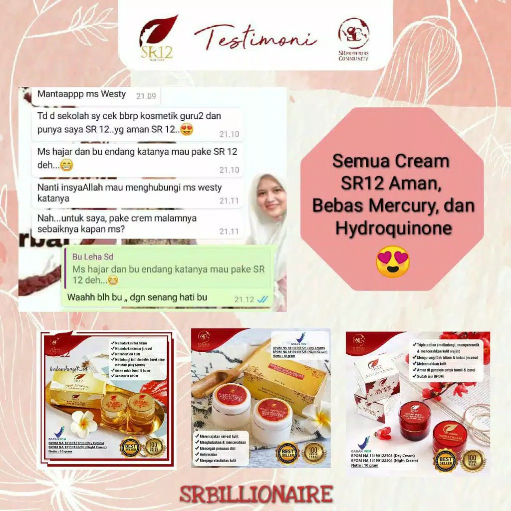 Krasny Day &amp; Night Cream Markisa sr12 - ekstrak lidah buaya untuk kulit Sr12skincare Asli 10gr