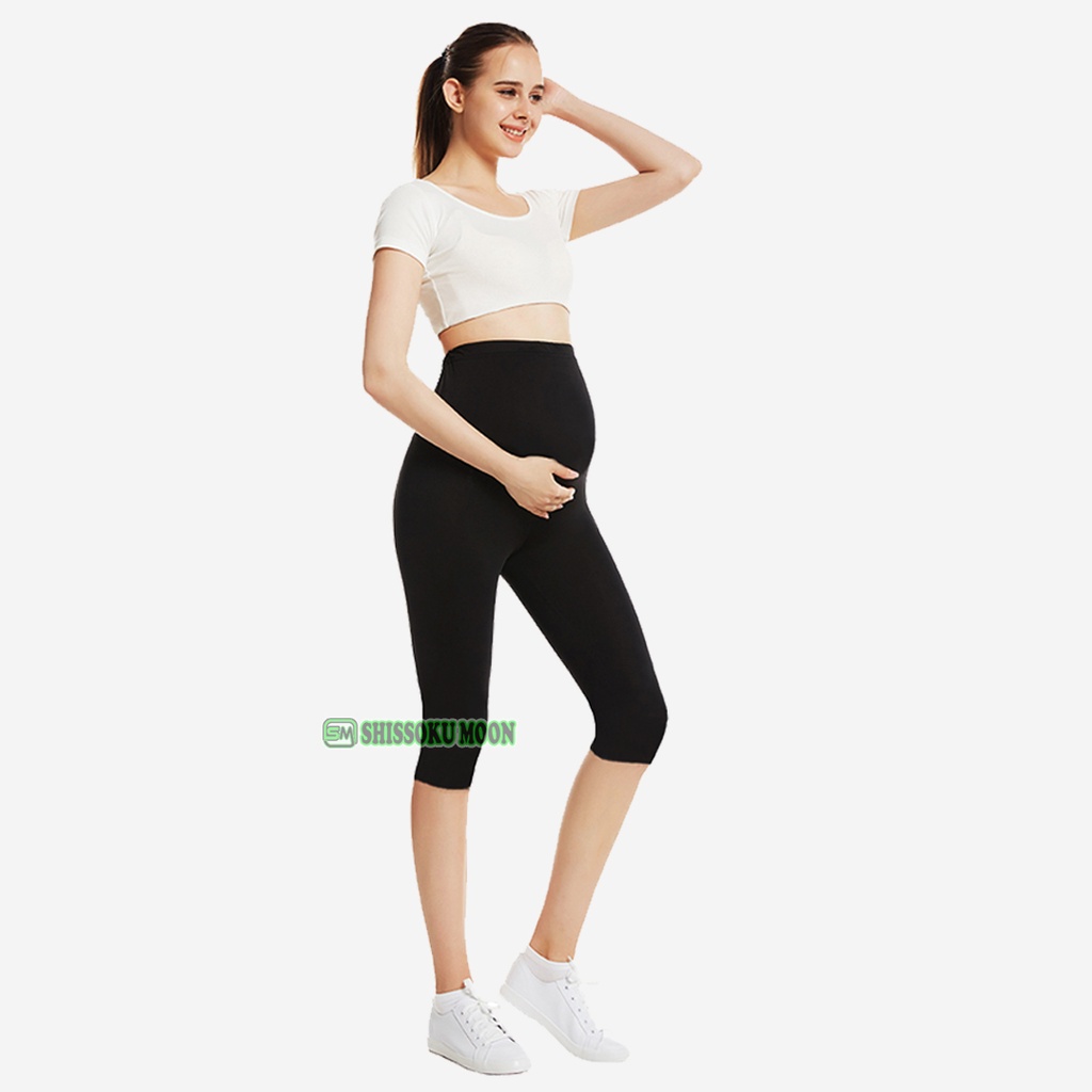 Celana Legging Pendek Ibu Hamil Bahan Katun Spandex Adem dan Elastis