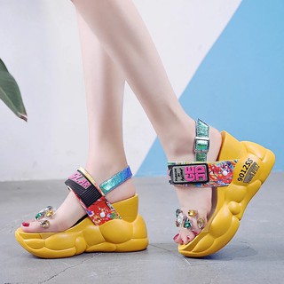  SANDAL  WEDGES WANITA SOPHIE MARTIN HITAM NYAMAN EVA 