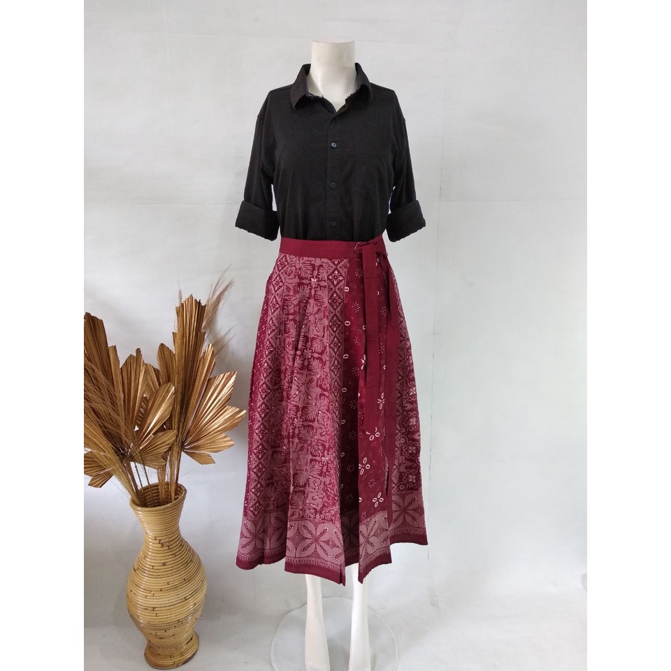 Rok Batik Lilit Midi - Bawahan Wanita Skirt
