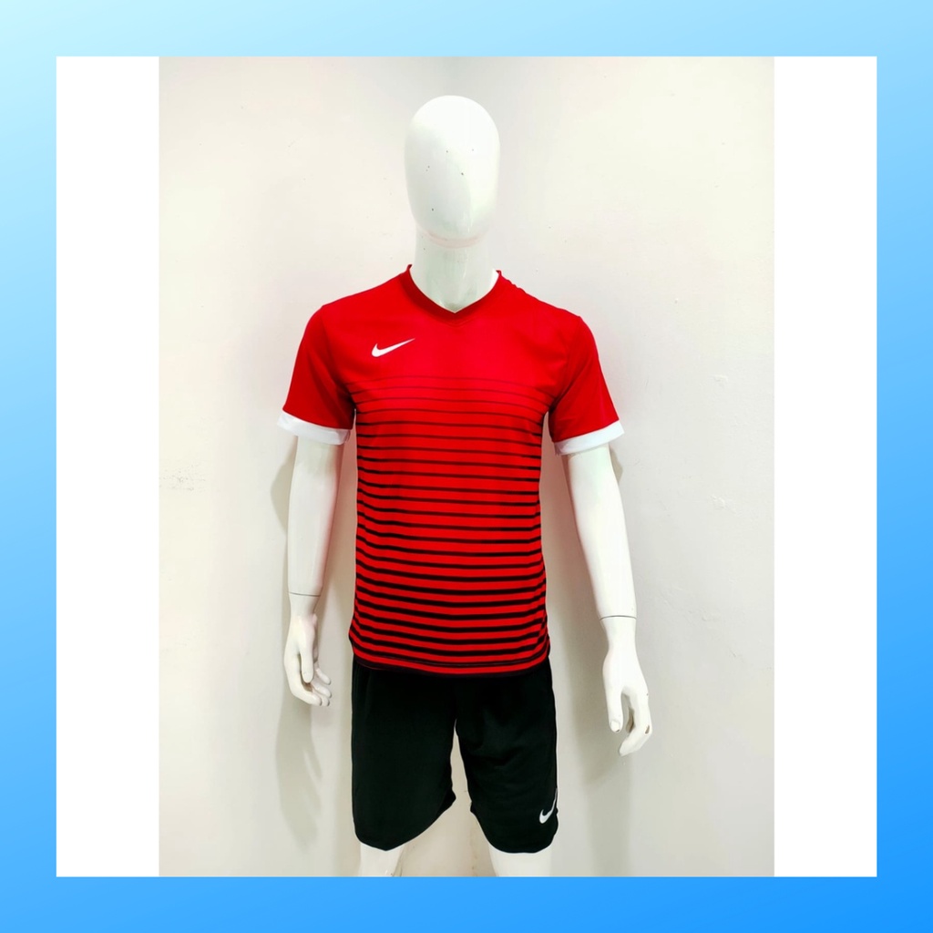 jersey futsal pria kaos sepak bola baju dan celana setelan wanita dewasa t-shirt outfit seragam jarsey kostum olahraga pakaian apparel print sport jersy soccer casual jersi suit NK158 merah