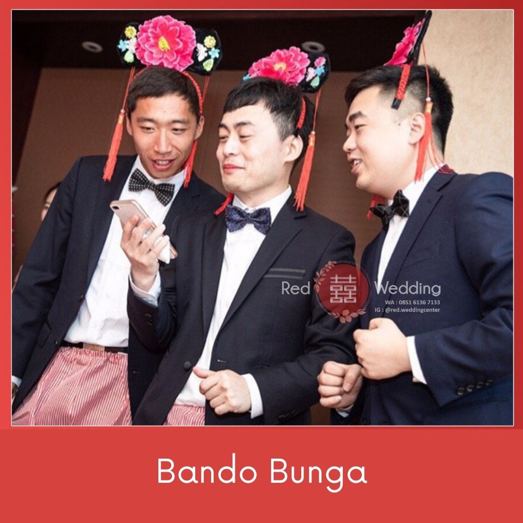 Bando Bunga Lucu BIG RED LIPS Wedding Mainan Game Permainan Accessoris Funny Bando Pengantin Groom Bride