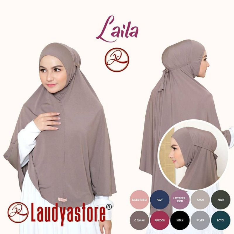 Hijab Bergo Tali Jumbo Laila Syari Jersey Premium Ori Laudyastore