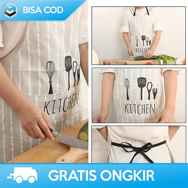 CELEMEK BARISTA APRON DAPUR KANTUNG STRAP PINGGANG NILON PROFFESIONAL