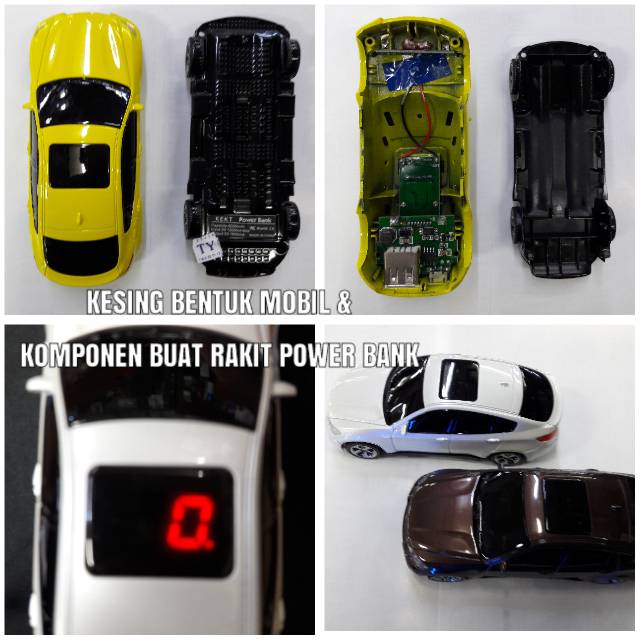 Sparepart komponen rakit power bank & kesing bentuk mobil