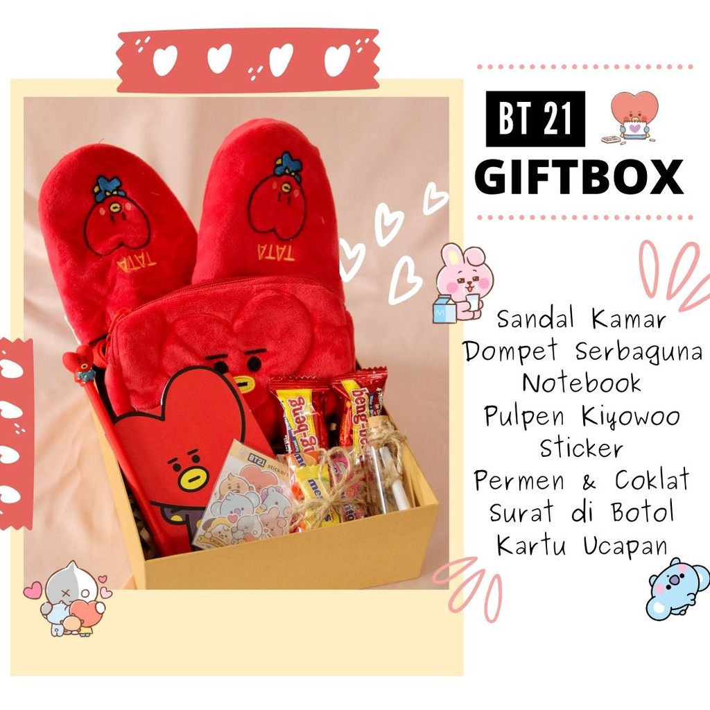 

GIFTBOX BT21 BTS/HAMPERS PARSEL LEBARAN IDUL FITRI/KADO ULANG TAHUN BIRTHDAY ANAK SANDAL RUMAHDOMPET