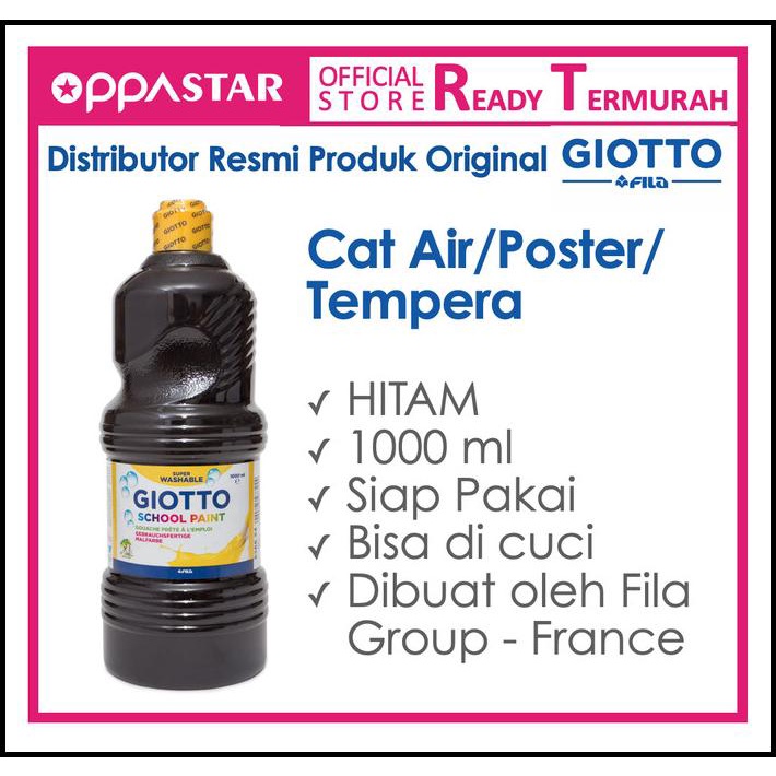 

Giotto School Paint 1000 Ml Black Hitam - Cat Poster Kertas