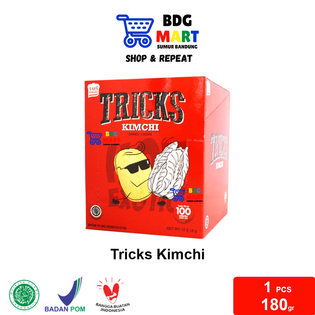 

BOX Tricks Kimchi Korea Baked Crisps Keripik Panggang Kentang Halal - 10pcs x 18gr