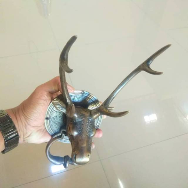 Door knocker / ketukan pintu kuningan antik motif menjangan Termurah