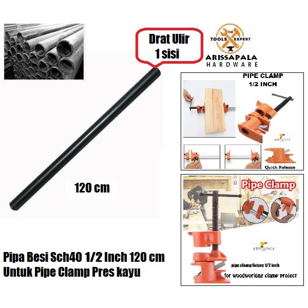 Jual Pipa Besi 1/2 Setengah Inch Panjang 120 Cm Buat Pipe Clamp Pres