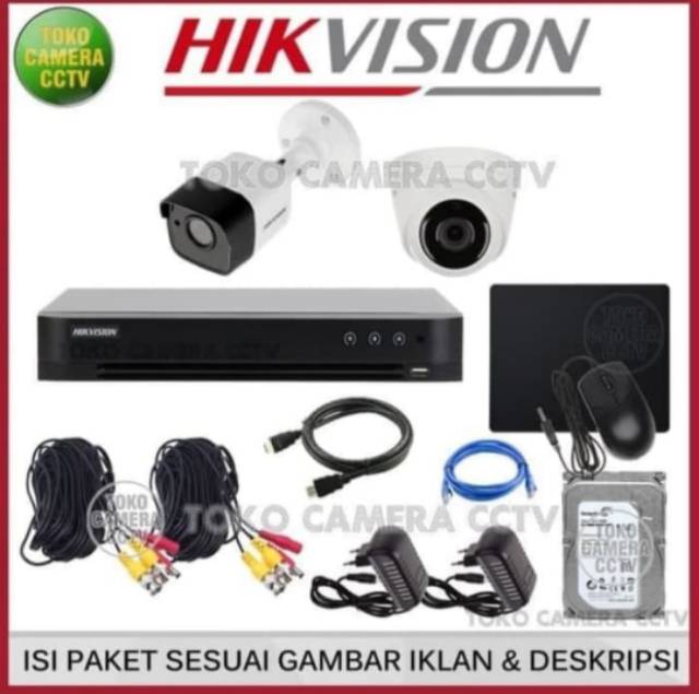 PAKET CCTV HIKVISION 5MP 4 CHANNEL 2CAMERA HDD 500GB