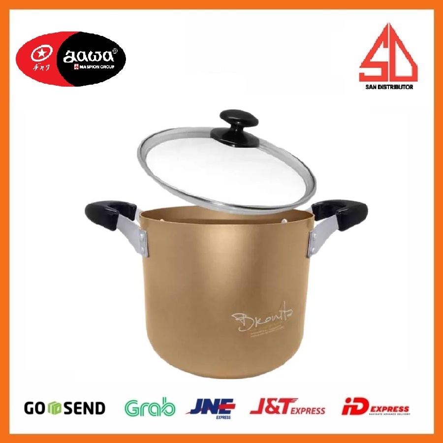 stock pot bronita 18 cm MASPION panci tinggi gagang 2 tutup kaca