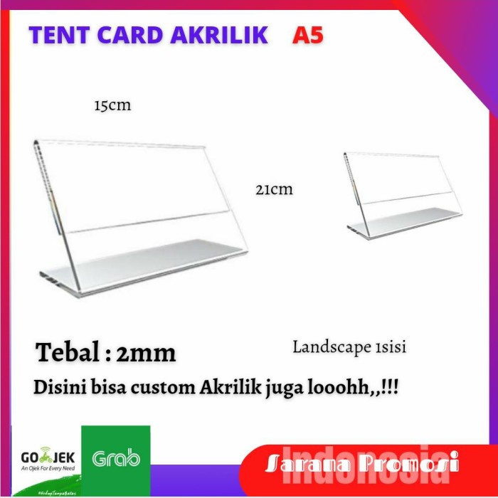 

Berkualitas Acrylic Desk/Tend Holder A5 - Acrilik Disply Stand - Type T Berkualitas