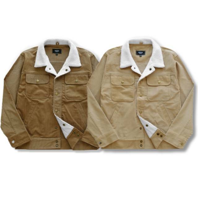 OOTDSUPPLY Corduroy Sherpa Jaket  | Brown, Khaki, | Jaket Corduroi | outerwear | Jaket Musim Dingin