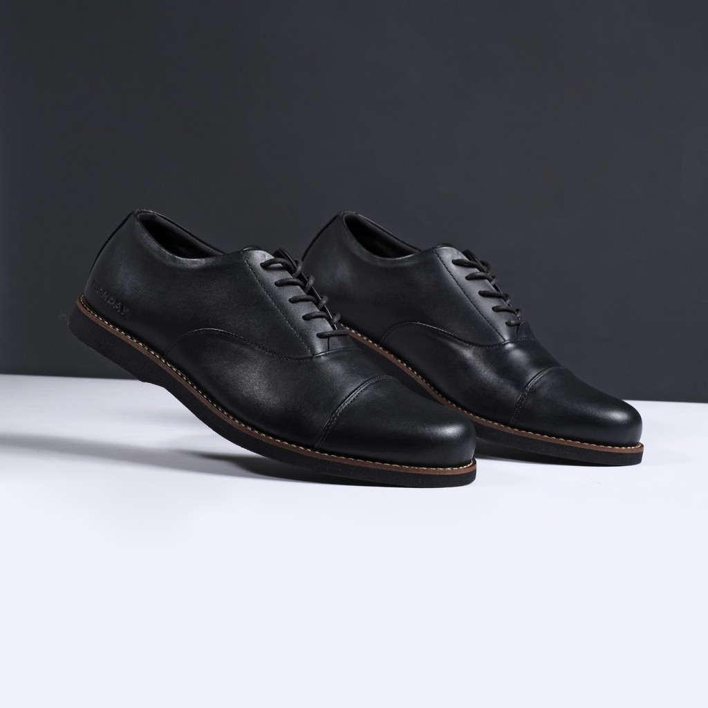 Oxford Black | 38-46 | Sepatu Kulit Asli Pantofel Genuine Leather Hitam Cowok Pria Casual Ori| FORIND x Story of Monday Mndy