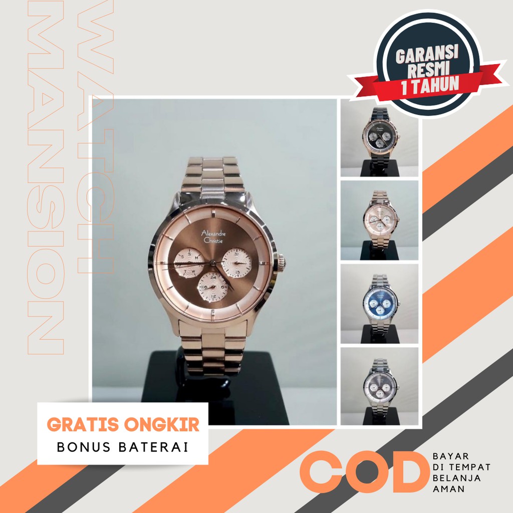 JAM TANGAN  WANITA ALEXANDRE CHRISTIE 2889 AC2889 STAINLESS STEEL ORIGINAL GARANSI FREE BATERAI