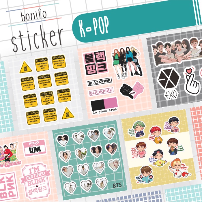 

KPOP Sticker Sheet: Blackpink, NTC, Exo, BTS