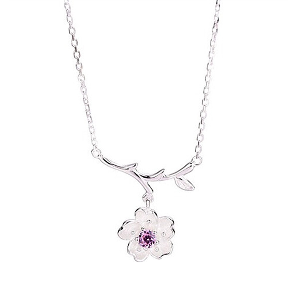 Hu Hu Hu Hu Hu Alat Bantu Pasang Kacamata♡ Kalung Rantai Liontin Bunga Sakura Elegan Untuk Wanita