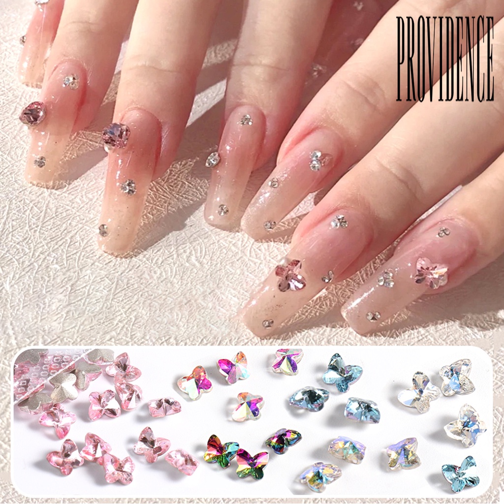 Providence Ornamen Kupu-Kupu Kaca Multi Warna Dekorasi Nail Art DIY