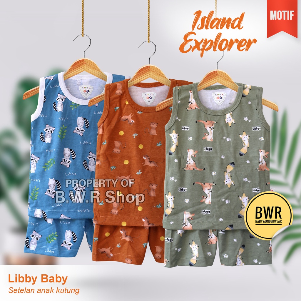 [ S - M ] Setelan Libby Baby KUTUNG Hello Sunshine Terbaru / Pakaian Baju Bayi Libby Island Explorer Anak Unisex Lengan Buntung | Bwr