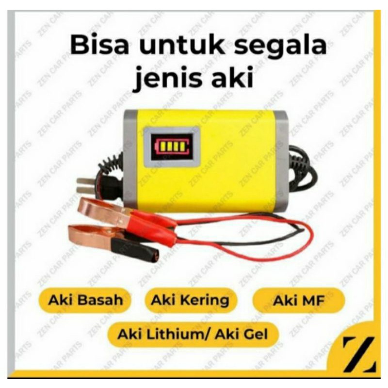 CAS AKI MOTOR MOBIL 12V 2A PORTABLE OTOMATIS CHARGER ACCU CHARGER AKI