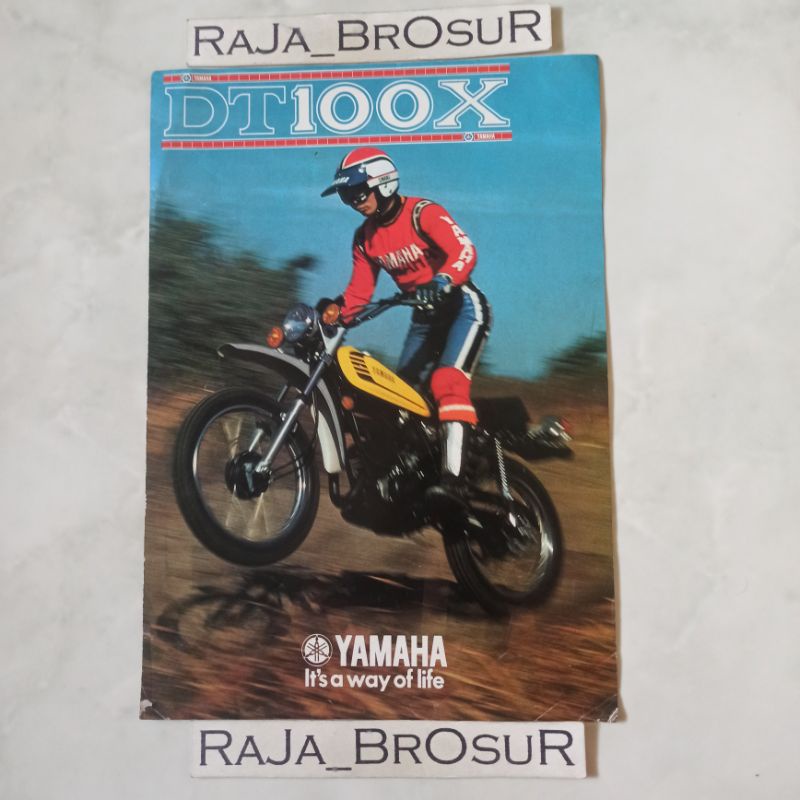 Poster brosur katalog leaflet jadul lawas Yamaha DT100 X/DT 100 X/DT100X Enduro Trail 6speed 2Tak 2T