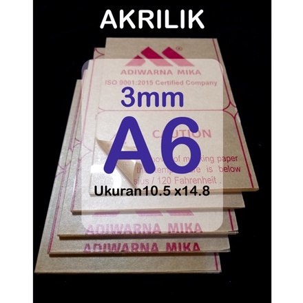 AKRILIK lembaran A6 3mm / Akrilik bening / Acrylic