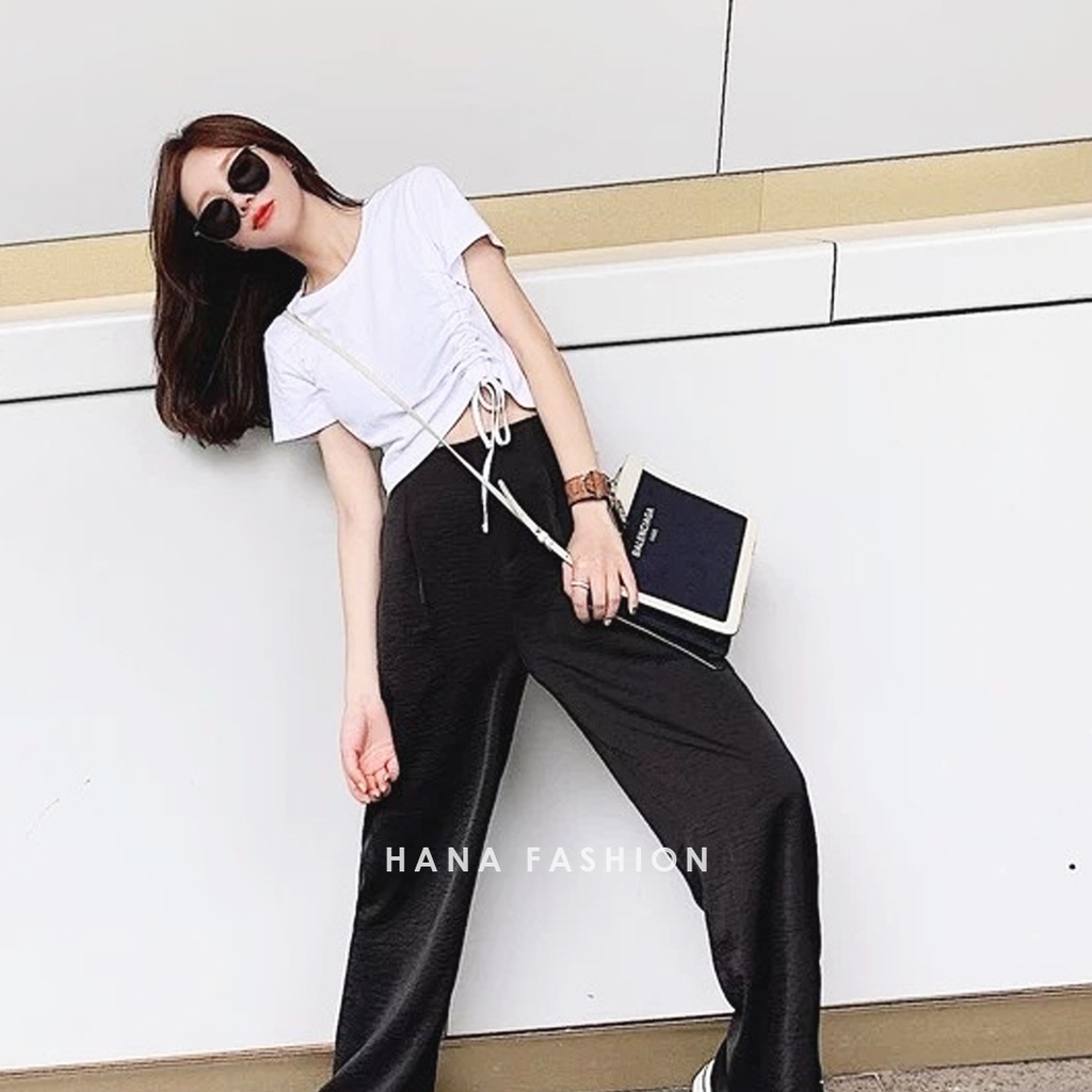 Hana Fashion - Isabel T Shirt Kaos Crop Wanita Gaya Korea - TS090