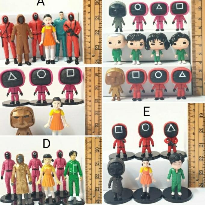Grosir Squid Game Action Figure Set Squid Game Mainan Pajangan Topper Kue