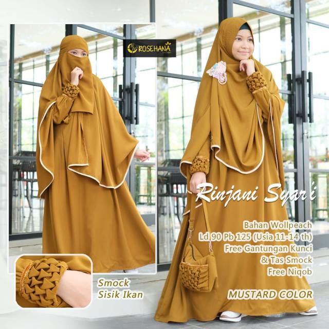 gamis remaja set jilbab cadar rinjani syari ori rosehana hijab