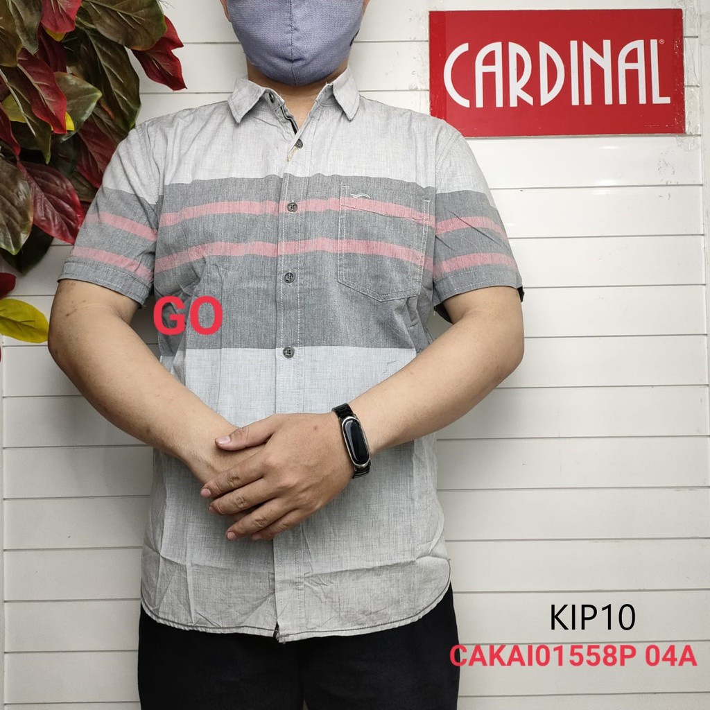 gos KIP CARDINAL KEMEJA SLIMFIT Pakaian Atasan Pria Hem Casual Santai Motif Original Lengan Pendek