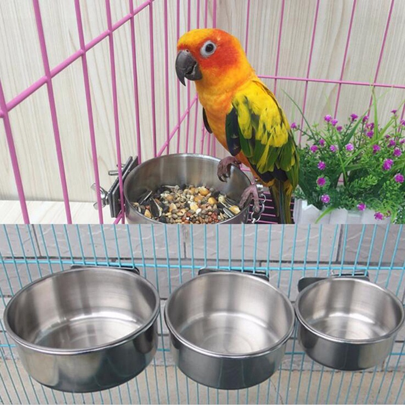 Mangkok Makan / Minum Gantung Bahan Stainless Steel Untuk Anjing / Kucing / Burung