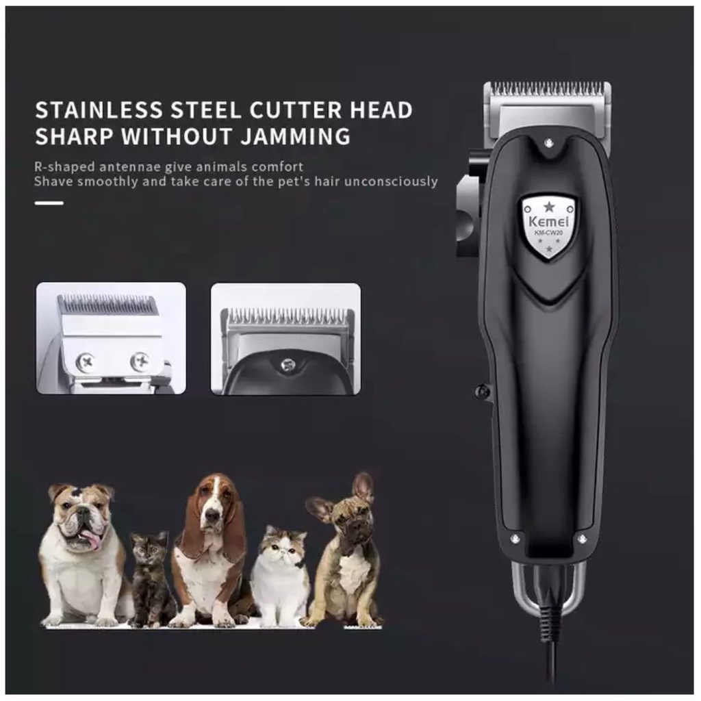 Alat Cukur Rambut KM CW 20 Pet Clipper Elektrik Mesin Pemotong Bulu Hewan Anjing Kucing Kelinci Cukuran Kemei KM CW20