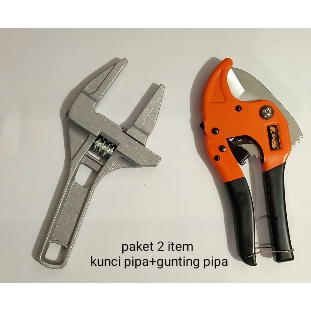 paket  lengkap Kunci Inggris Kunci Pipa Kunci Pas  Gunting Pipa 42MM PIPA CUTTER /Tang Potong Pipa Palaron Kapusi