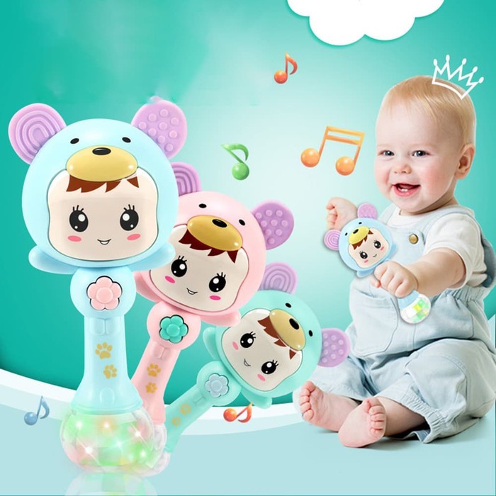 Rattle Stick Baby Molar Kerincingan Musik Lampu Bayi