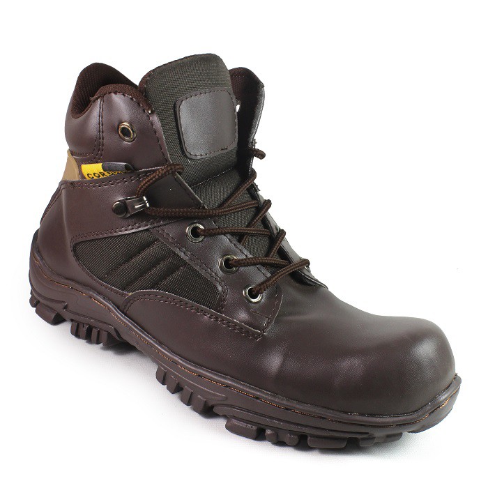 PROMO Sepatu Safety Ujung Besi Boots Pria DLT Cheap Sleting Coklat Pendek 6 inci Tactical PDL Hiking