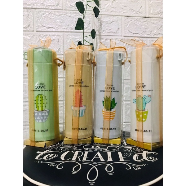 Souvenir Botol kaktus+sablon+kemas mika